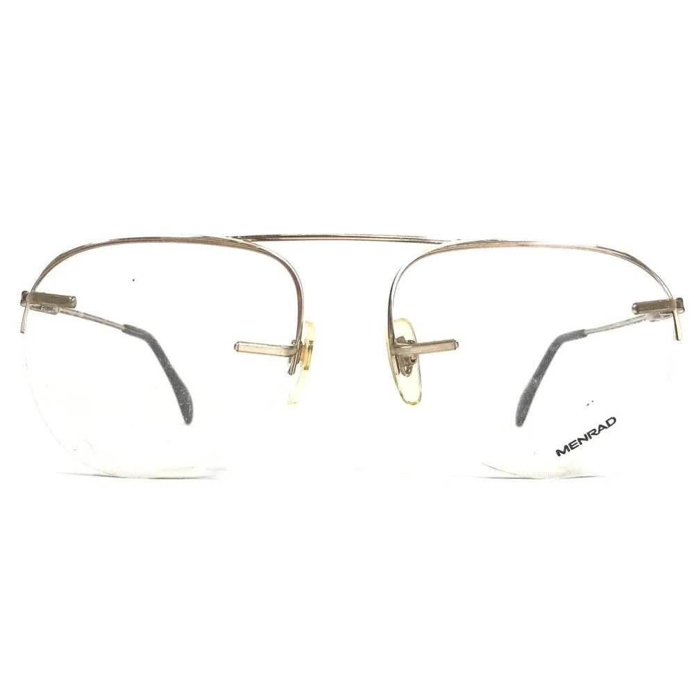 Vintage Menrad Eyeglasses Frames 414-700 Gold Aviators Round Half Rim 58-17-135